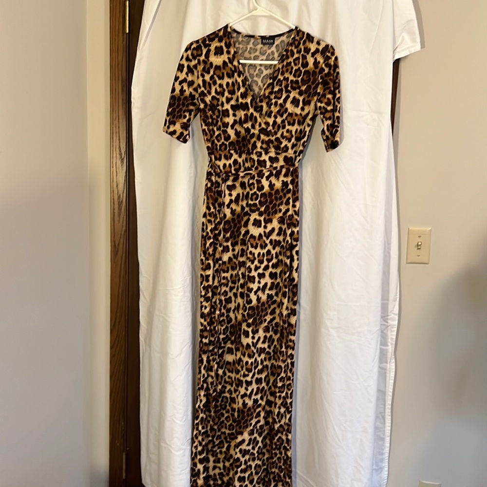 Alloy Apparel Long Dress Brown and Black Print